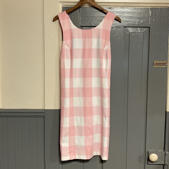 NWT Crown & Ivy Hello Spring Pink & White Plaid Cross Back Cotton Midi Dress - Picture 1 of 16